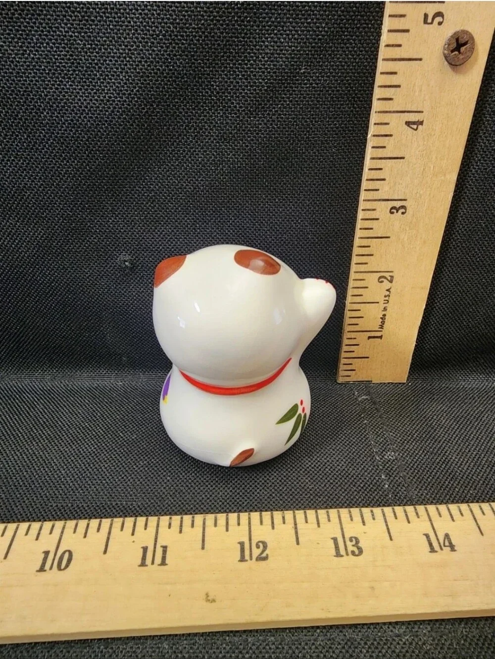 Porcelain Japanese Happy Cat Good Wishes Blessings Flawless Shape